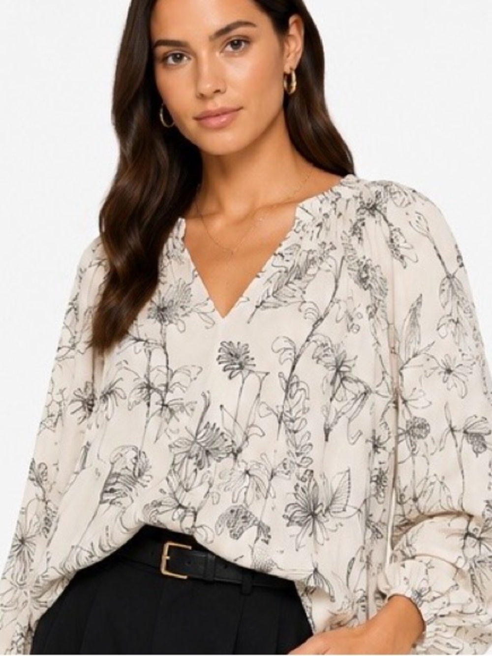InWear ReannelIW Blouse Botanical Print Cream & Black large  top